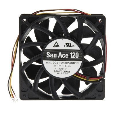 Sanyo Denki San Ace 9GV Series Axial Fan 48V DC 20.16W Power Consumption 289.8 m³/h Air Flow 120 mm Frame Size 9GV1248P4G011