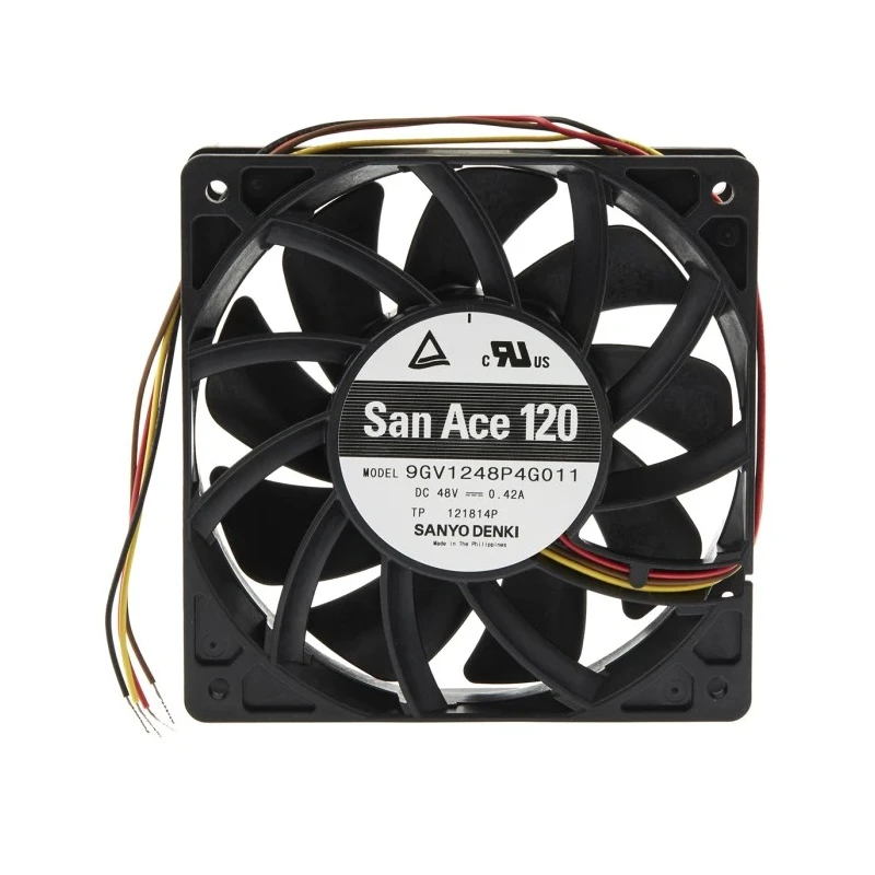 Sanyo Denki San Ace 9GV Series Axial Fan 48V DC 20.16W Power Consumption 289.8 m³/h Air Flow 120 mm Frame Size 9GV1248P4G011