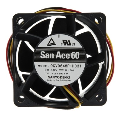 Sanyo Denki San Ace 9GV Series Axial Fan 48V DC 24W 129 m³/h 14500 RPM 60mm Square Frame 9GV0648P1H031