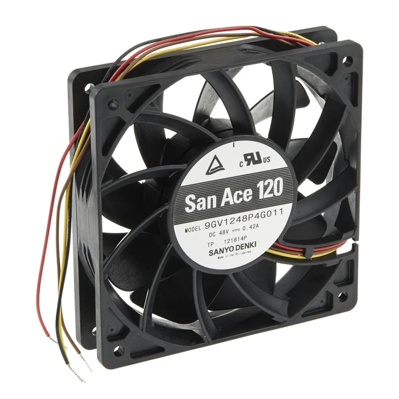 Sanyo Denki San Ace 9GV Series Axial Fan 48V DC 20.16W Power Consumption 289.8 m³/h Air Flow 120 mm Frame Size 9GV1248P4G011