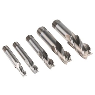 RS PRO High-Speed Steel End Mill with 6mm Screwed Shank, 4 Flutes, Centre Cutting, 100mm Length, 5 Pieces Set 136-8073