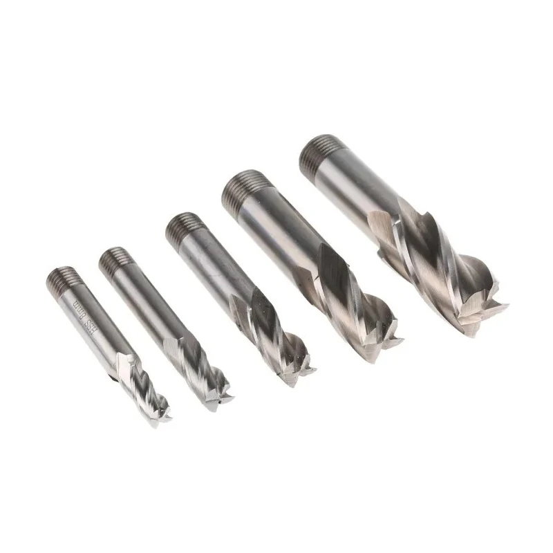 RS PRO High-Speed Steel End Mill with 6mm Screwed Shank, 4 Flutes, Centre Cutting, 100mm Length, 5 Pieces Set 136-8073