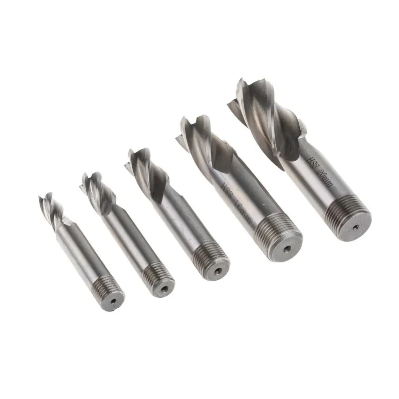 RS PRO High-Speed Steel End Mill with 6mm Screwed Shank, 4 Flutes, Centre Cutting, 100mm Length, 5 Pieces Set 136-8073