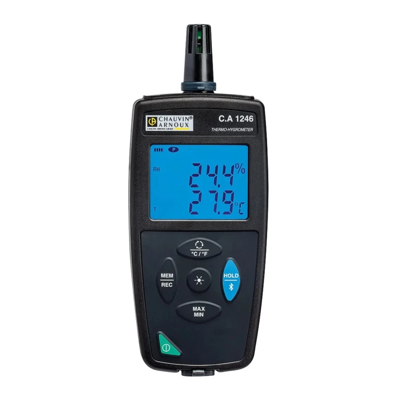 Chauvin Arnoux Digital Hygrometer CA 1246, 60 °C Max Temperature, 2% RH + 1 Digit Accuracy, USB & Bluetooth P01654246