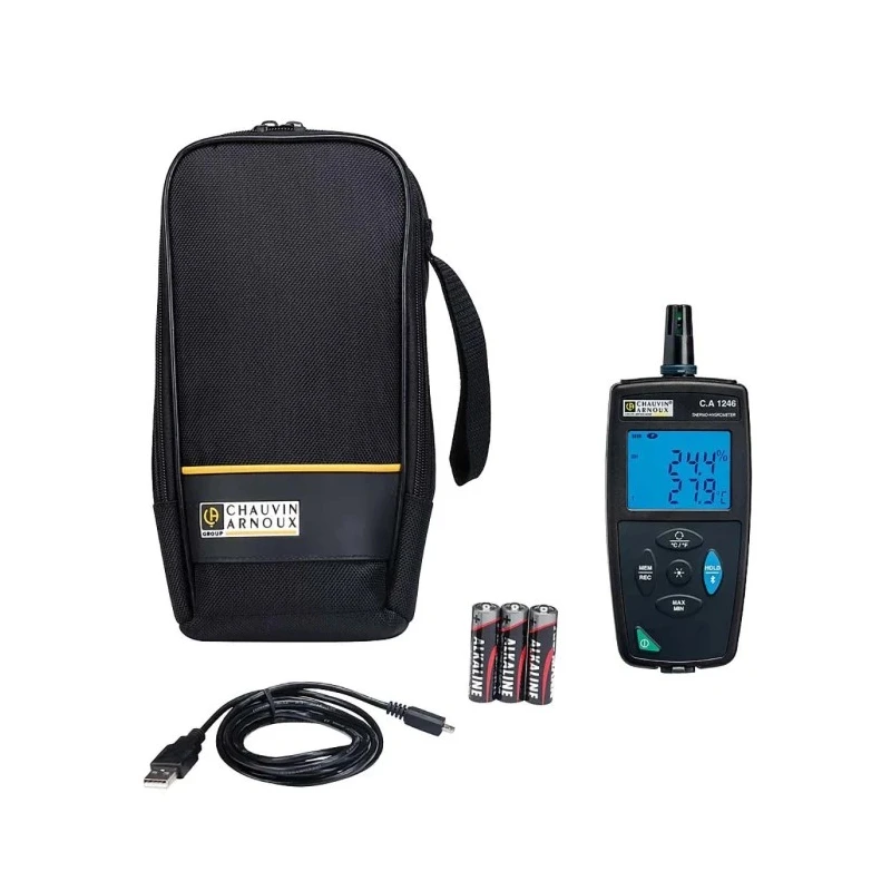 Chauvin Arnoux Digital Hygrometer CA 1246, 60 °C Max Temperature, 2% RH + 1 Digit Accuracy, USB & Bluetooth P01654246
