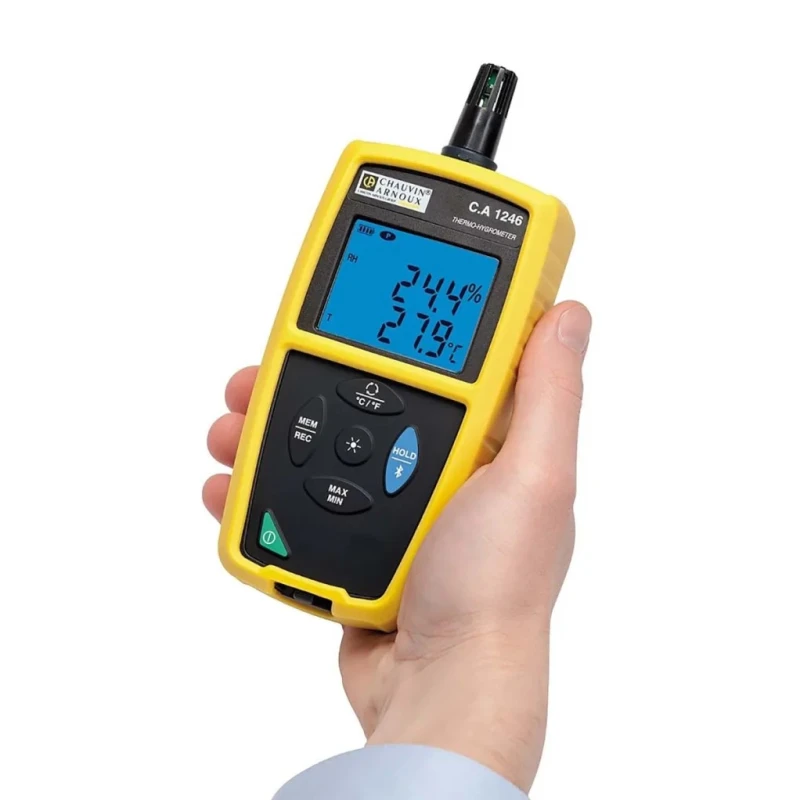 Chauvin Arnoux Digital Hygrometer CA 1246, 60 °C Max Temperature, 2% RH + 1 Digit Accuracy, USB & Bluetooth P01654246
