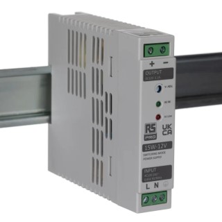 RND RS PRO Switch Mode DIN Rail Power Supply 264V AC Input 12.3V DC, 1.2A Output, 15W 136-8301