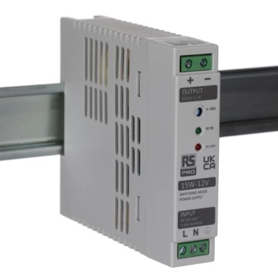 RND RS PRO Switch Mode DIN Rail Power Supply 264V AC Input 12.3V DC, 1.2A Output, 15W 136-8301