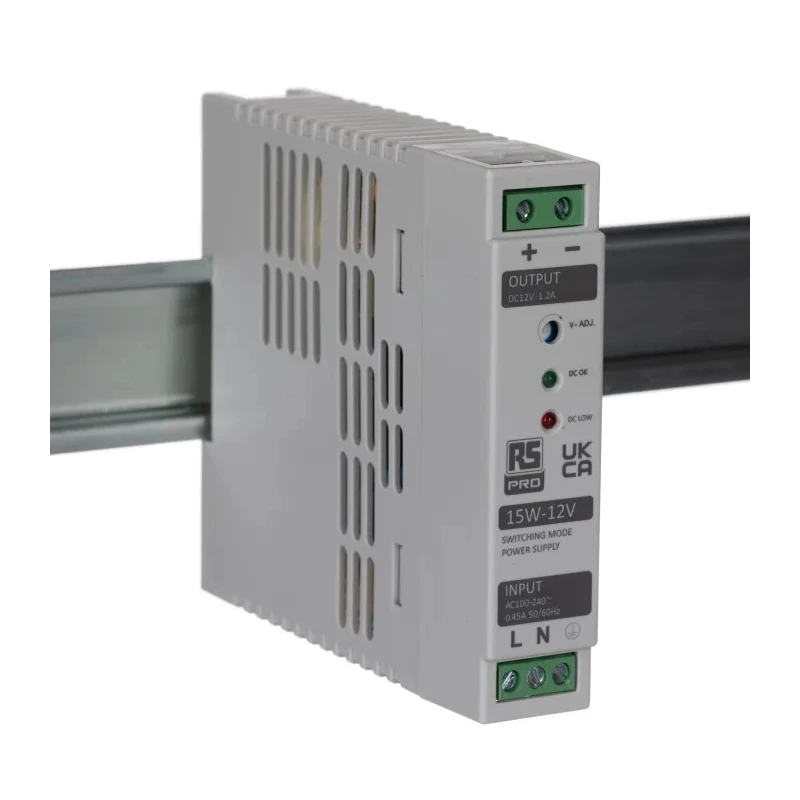 RND RS PRO Switch Mode DIN Rail Power Supply 264V AC Input 12.3V DC, 1.2A Output, 15W 136-8301