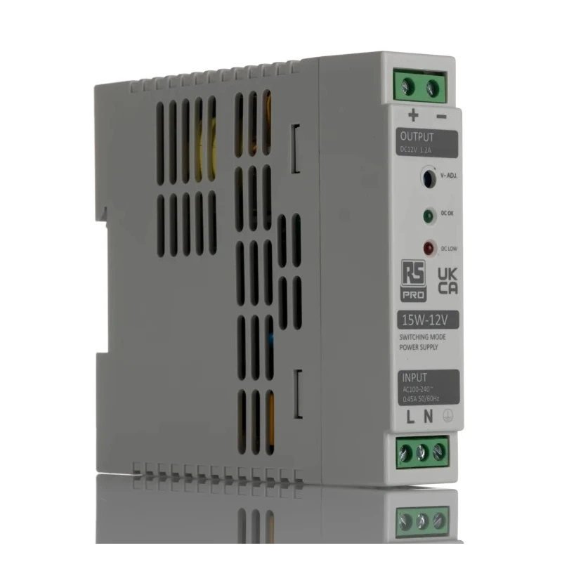 RND RS PRO Switch Mode DIN Rail Power Supply 264V AC Input 12.3V DC, 1.2A Output, 15W 136-8301