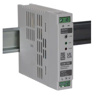 RS PRO Switched Mode DIN Rail Power Supply 264V AC Input 24.5V DC 650mA Output 15W 136-8303