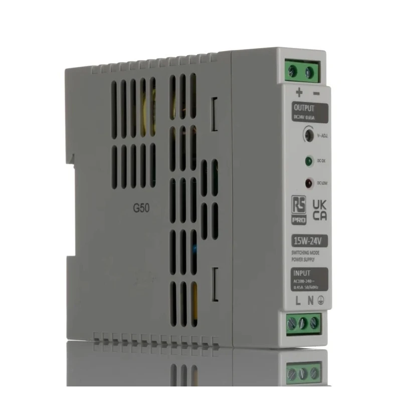 RS PRO Switched Mode DIN Rail Power Supply 264V AC Input 24.5V DC 650mA Output 15W 136-8303