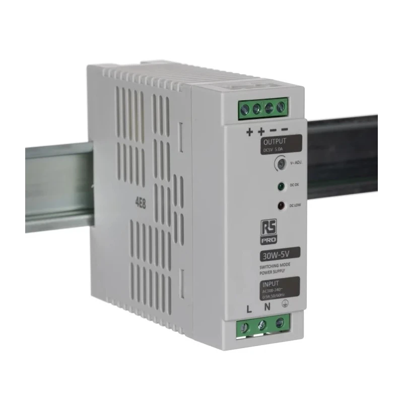 RS PRO Switched Mode DIN Rail Power Supply 264V AC, 5.3V DC, 5A Output, 30W 136-8304
