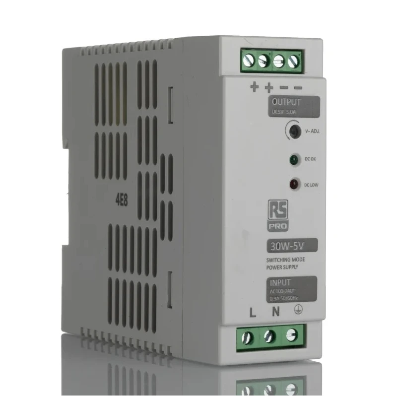 RS PRO Switched Mode DIN Rail Power Supply 264V AC, 5.3V DC, 5A Output, 30W 136-8304