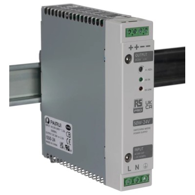 MEAN WELL RS PRO Switch Mode DIN Rail Power Supply 264V AC Input 24.5V DC 2.2A Output 50W 136-8310