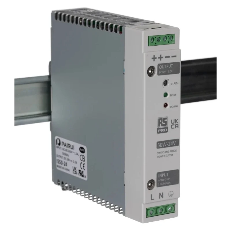 MEAN WELL RS PRO Switch Mode DIN Rail Power Supply 264V AC Input 24.5V DC 2.2A Output 50W 136-8310