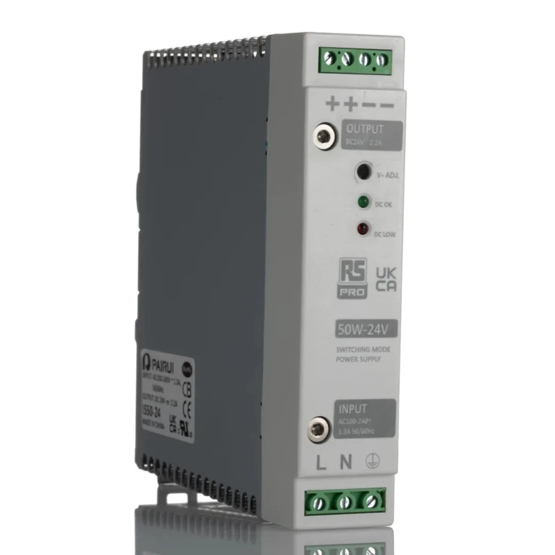MEAN WELL RS PRO Switch Mode DIN Rail Power Supply 264V AC Input 24.5V DC 2.2A Output 50W 136-8310