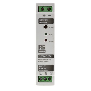 MEAN WELL RS PRO Switch Mode DIN Rail Power Supply 264V AC Input 15V DC 1A Output 15W 136-8302