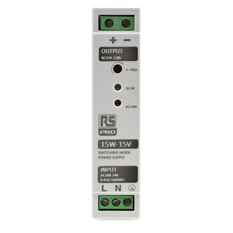 MEAN WELL RS PRO Switch Mode DIN Rail Power Supply 264V AC Input 15V DC 1A Output 15W 136-8302