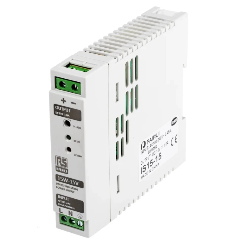 MEAN WELL RS PRO Switch Mode DIN Rail Power Supply 264V AC Input 15V DC 1A Output 15W 136-8302