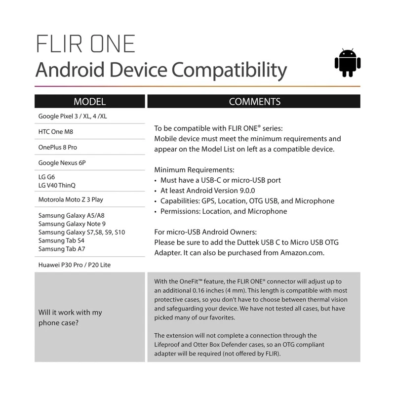 FLIR ONE PRO Android USB Type C Thermal Imaging Camera 400 °C 160 x 120 Pixel FLIR ONE PRO ANDROID USB-C (435-0007-03)