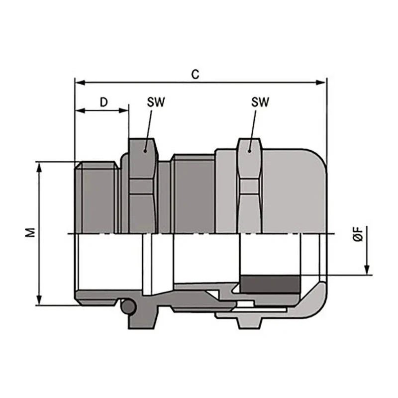 Lapp SKINTOP MS-HF Series 10 Halogen Free Cable Gland M25 Thread Size for 9-17mm Cable Diameter 53112543