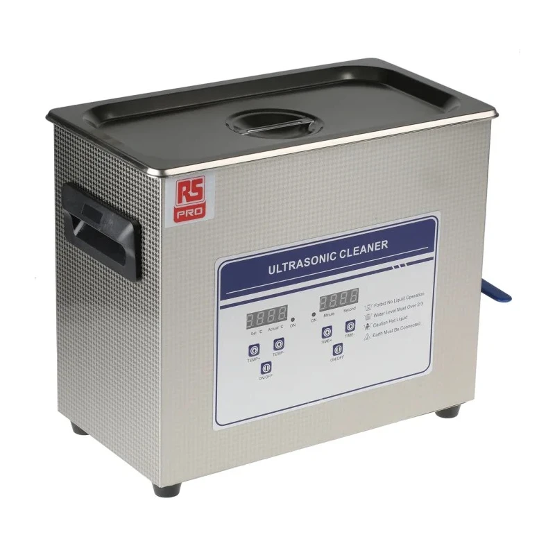 RS PRO Ultrasonic Cleaner 200 W, 6.5 L Capacity, Stainless Steel Tank, Digital Timer & Heater Control 136-8567
