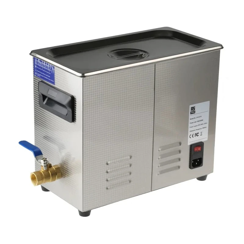RS PRO Ultrasonic Cleaner 200 W, 6.5 L Capacity, Stainless Steel Tank, Digital Timer & Heater Control 136-8567