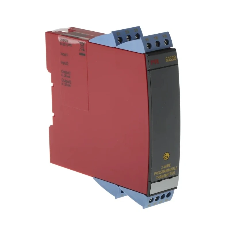 PR Electronics 2-Wire Programmable Temperature Transmitter RTD Input 4 to 20 mA Output 30V DC 85 °C -40 °C 6333B1B
