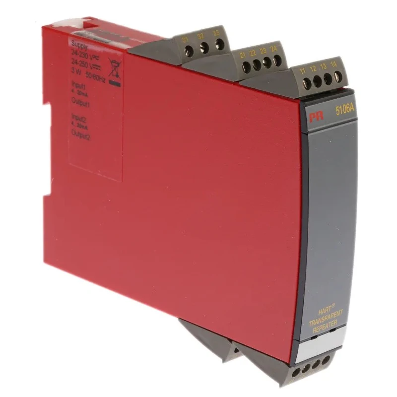 PR Electronics 5106A Series Transparent Repeater Current Input Output 4-20 mA Isolation 3.75kV AC DIN Rail Mount 5106AB2B