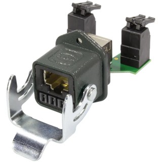 HARTING RJ45 Hybrid Series RJ45 Connector Female Panel Mount Cat6 Shielded Straight 12 Port 12 Way RJ45