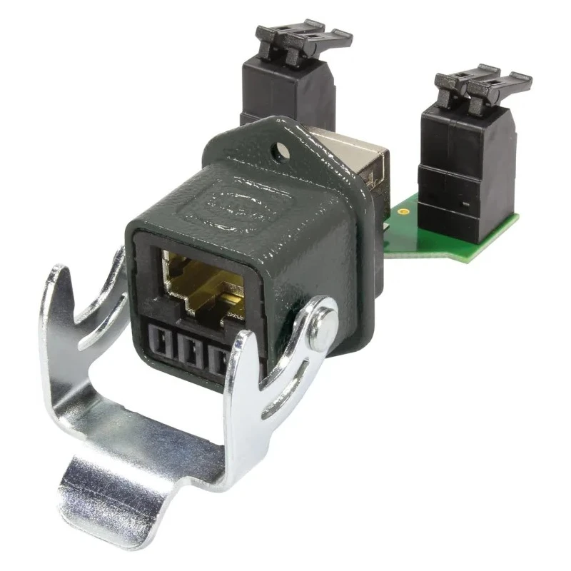 HARTING RJ45 Hybrid Series RJ45 Connector Female Panel Mount Cat6 Shielded Straight 12 Port 12 Way RJ45
