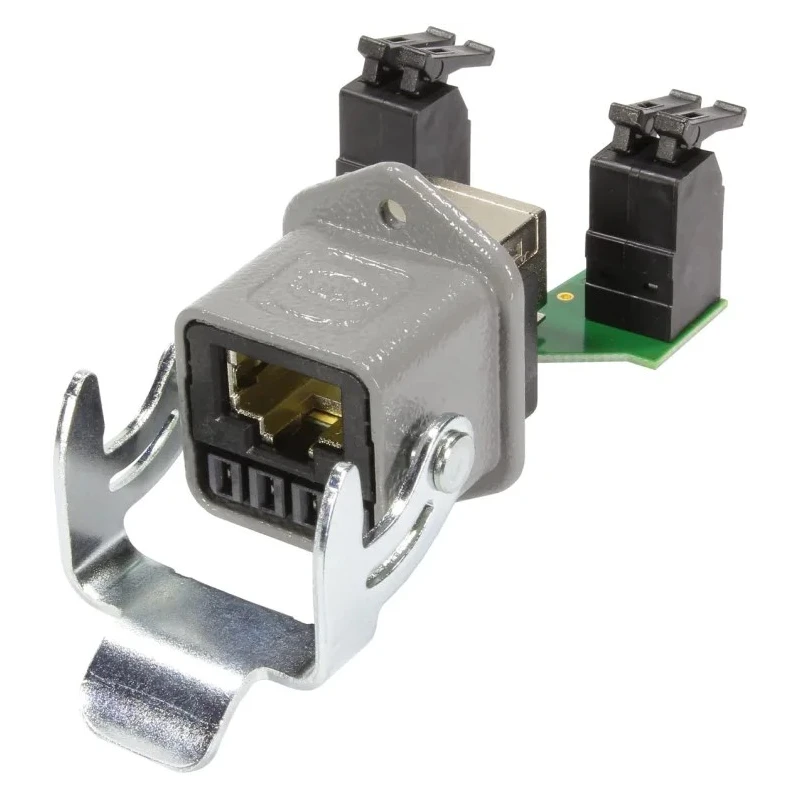 HARTING RJ45 Hybrid Series RJ45 Connector Female Panel Mount Cat6 Shielded Straight 16 Port 16 Way RJ45