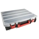 RS PRO 1 Cell Black, Red Polypropylene Compartment Box with Transparent Lid 91mm x 416mm x 336mm 136-8899