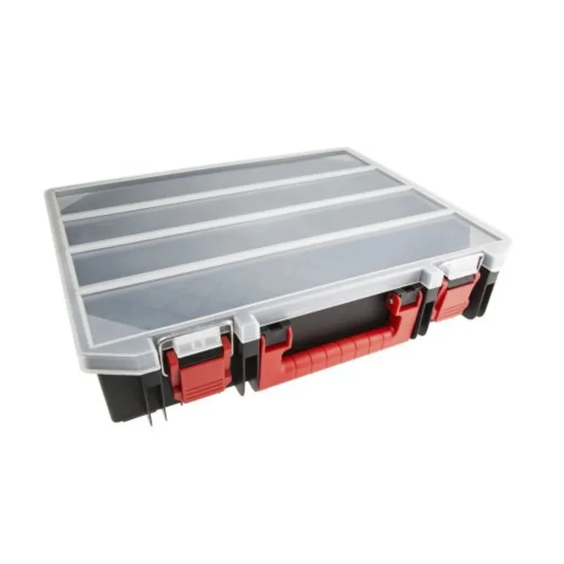 RS PRO 1 Cell Black, Red Polypropylene Compartment Box with Transparent Lid 91mm x 416mm x 336mm 136-8899