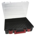RS PRO 1 Cell Black, Red Polypropylene Compartment Box with Transparent Lid 91mm x 416mm x 336mm 136-8899