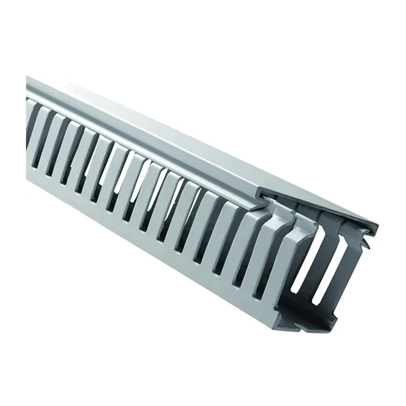 RS PRO Grey Open Slot Cable Trunking 25mm Width x 25mm Depth, 2m Length, Polyvinyl Chloride Material W25mm