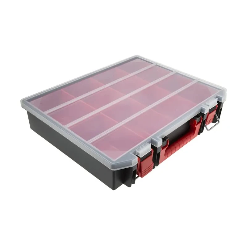 RS PRO 8 Cell Black, Red Polypropylene Compartment Box 91mm x 416mm x 336mm 136-8904