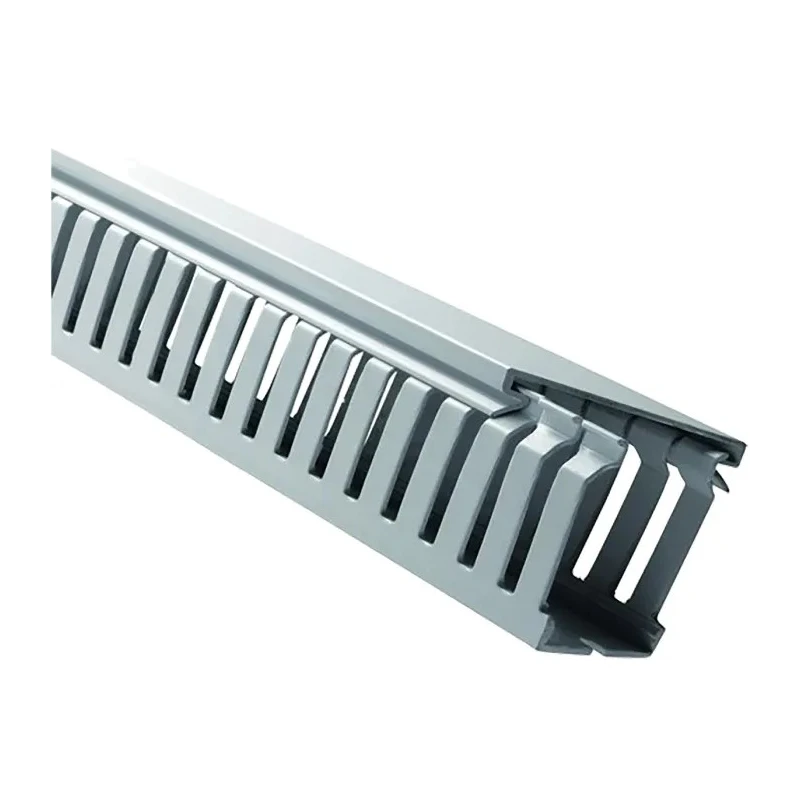 RS PRO Grey Open Slot Cable Trunking W25mm x D75 mm, 2 m Length, Polyvinyl Chloride Material W25mm