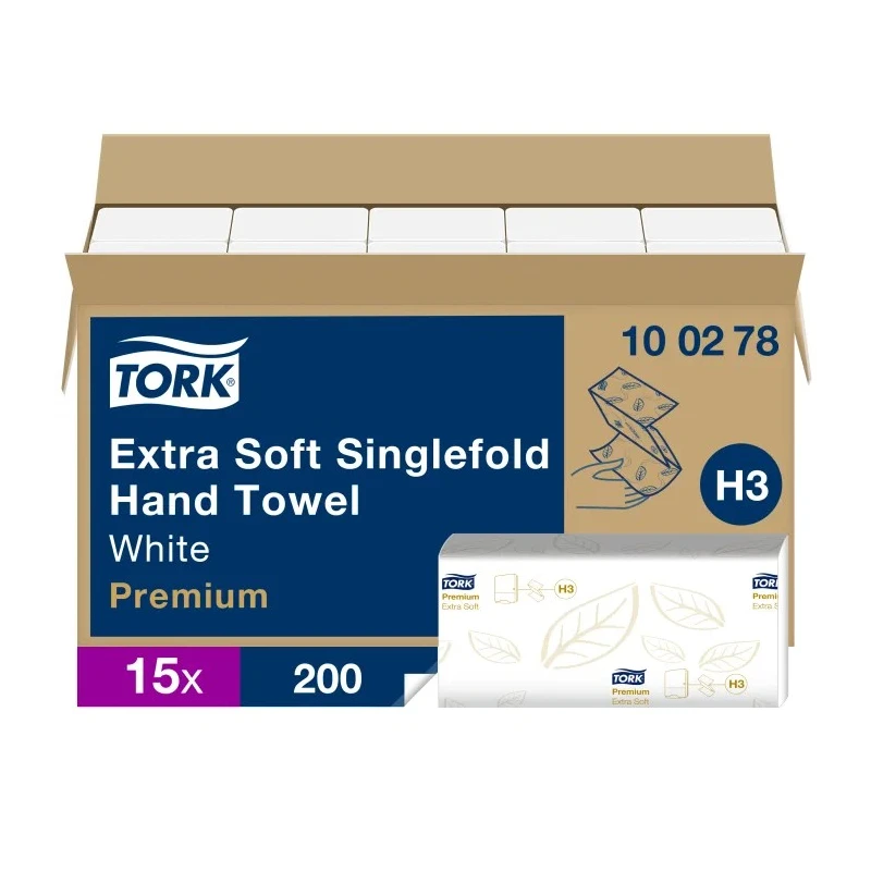 Tork QuickDry Extra Soft Premium Folded Paper Towel, White, 2 Ply, 115 x 226 mm Sheet Size, 200 Sheets 100278
