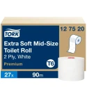 Tork Toilet Roll 2-Ply 132mm Roll Diameter 27 Rolls Mid Size 90m Length 127520