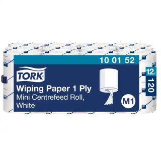Tork Roll Paper Towel, Roll Form, 1 Ply, White, 120 m Length x 200 mm Sheet Size, 12 Sheets 100152