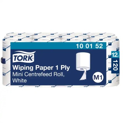 Tork Roll Paper Towel, Roll Form, 1 Ply, White, 120 m Length x 200 mm Sheet Size, 12 Sheets 100152