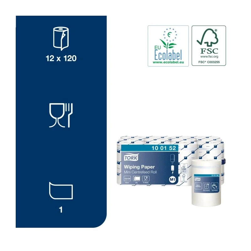 Tork Roll Paper Towel, Roll Form, 1 Ply, White, 120 m Length x 200 mm Sheet Size, 12 Sheets 100152