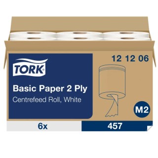 Tork Centrefeed Roll Paper Towel 2-Ply White 160 m x 200 mm Sheet Size, 457 Sheets 121206