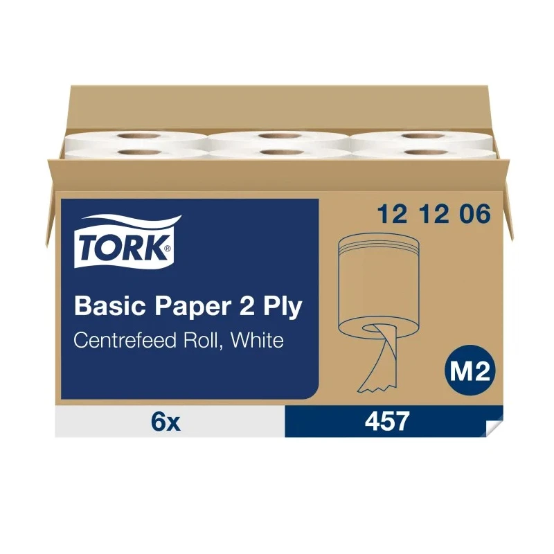 Tork Centrefeed Roll Paper Towel 2-Ply White 160 m x 200 mm Sheet Size, 457 Sheets 121206