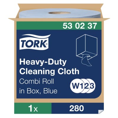 Tork Dry Industrial Wipe Roll, Blue, 106.4 m x 320 mm, 280 Per Pack 530237