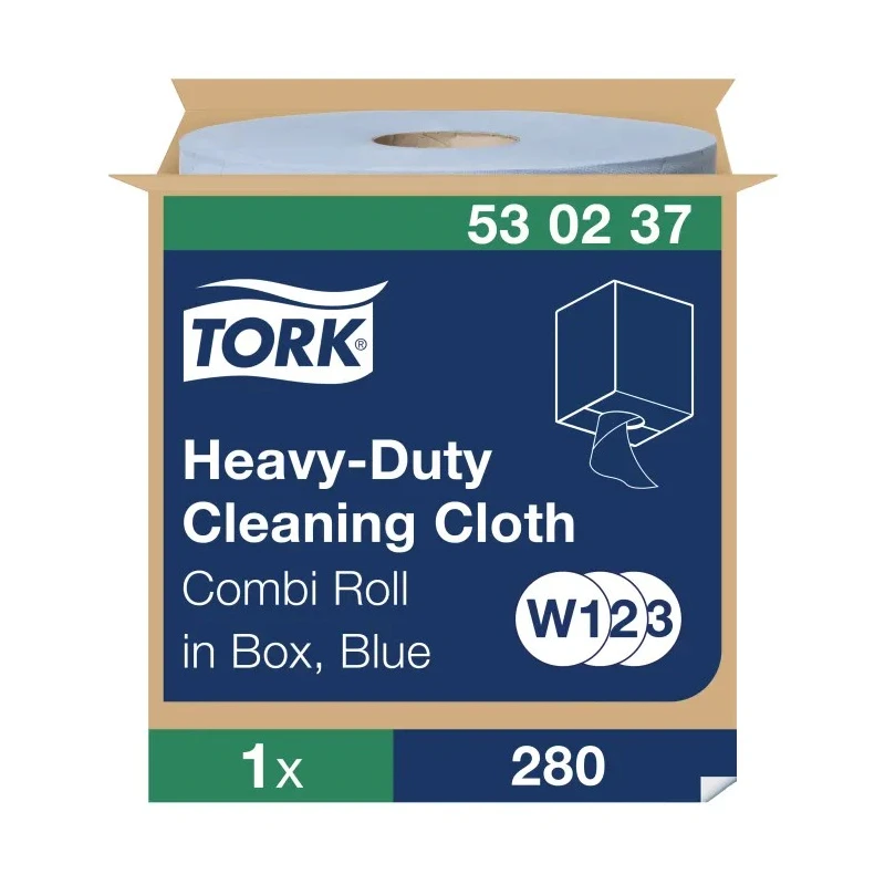 Tork Dry Industrial Wipe Roll, Blue, 106.4 m x 320 mm, 280 Per Pack 530237