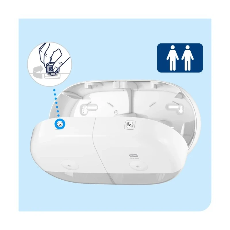 Tork White Plastic Dual Toilet Roll Dispenser 156 mm x 221 mm x 398 mm 682000