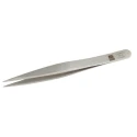 RS PRO Stainless Steel Flat Tweezer 120mm, Anti-Magnetic, Anti-Acid 136-9691